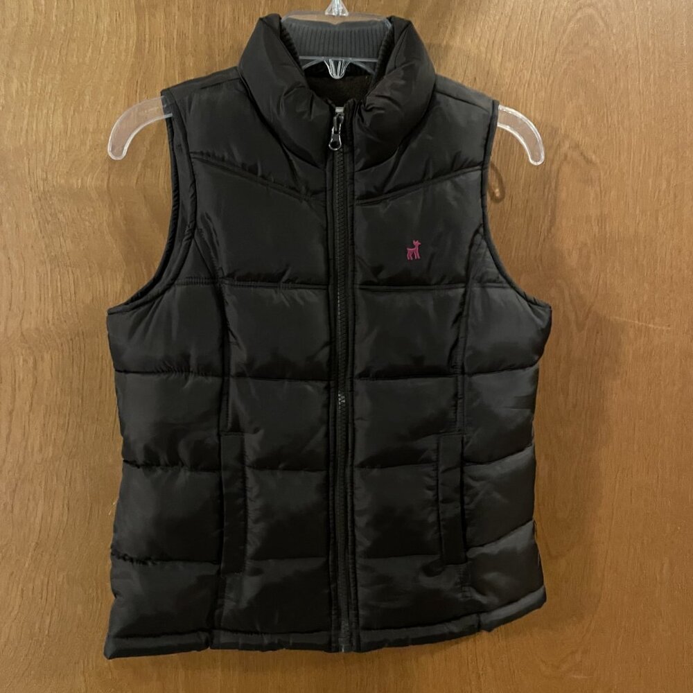 Girls Old Navy Puffer Vest Dark Brown Size Medium 8 EUC Lined Super Cute